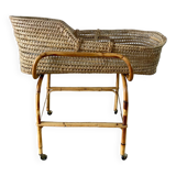 Wicker and bamboo crib 1930s 1940s