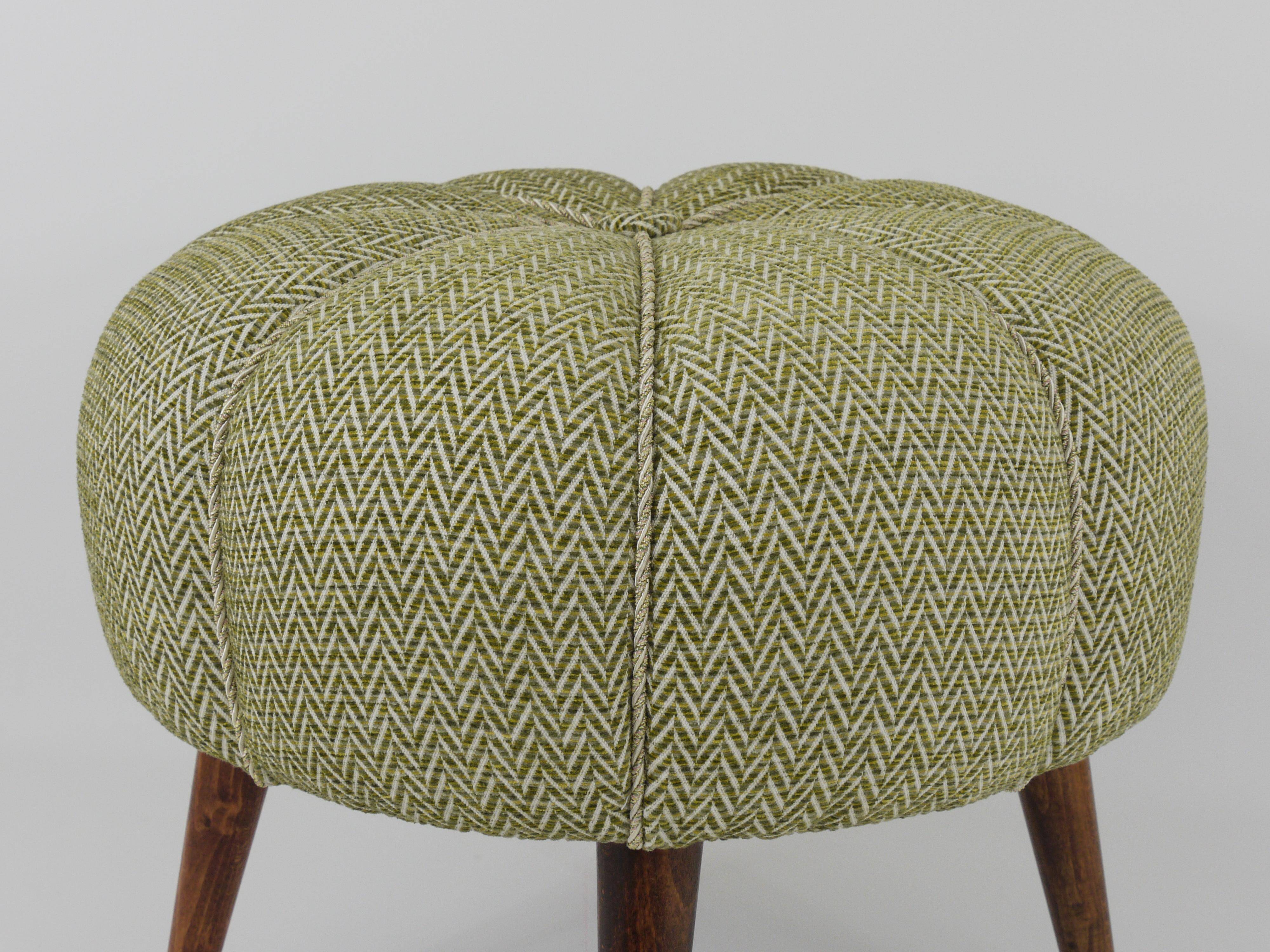 Up to Six Charming Zigzag Midcentury Stools, Pouf, Ottoman, Footstools, 1950s