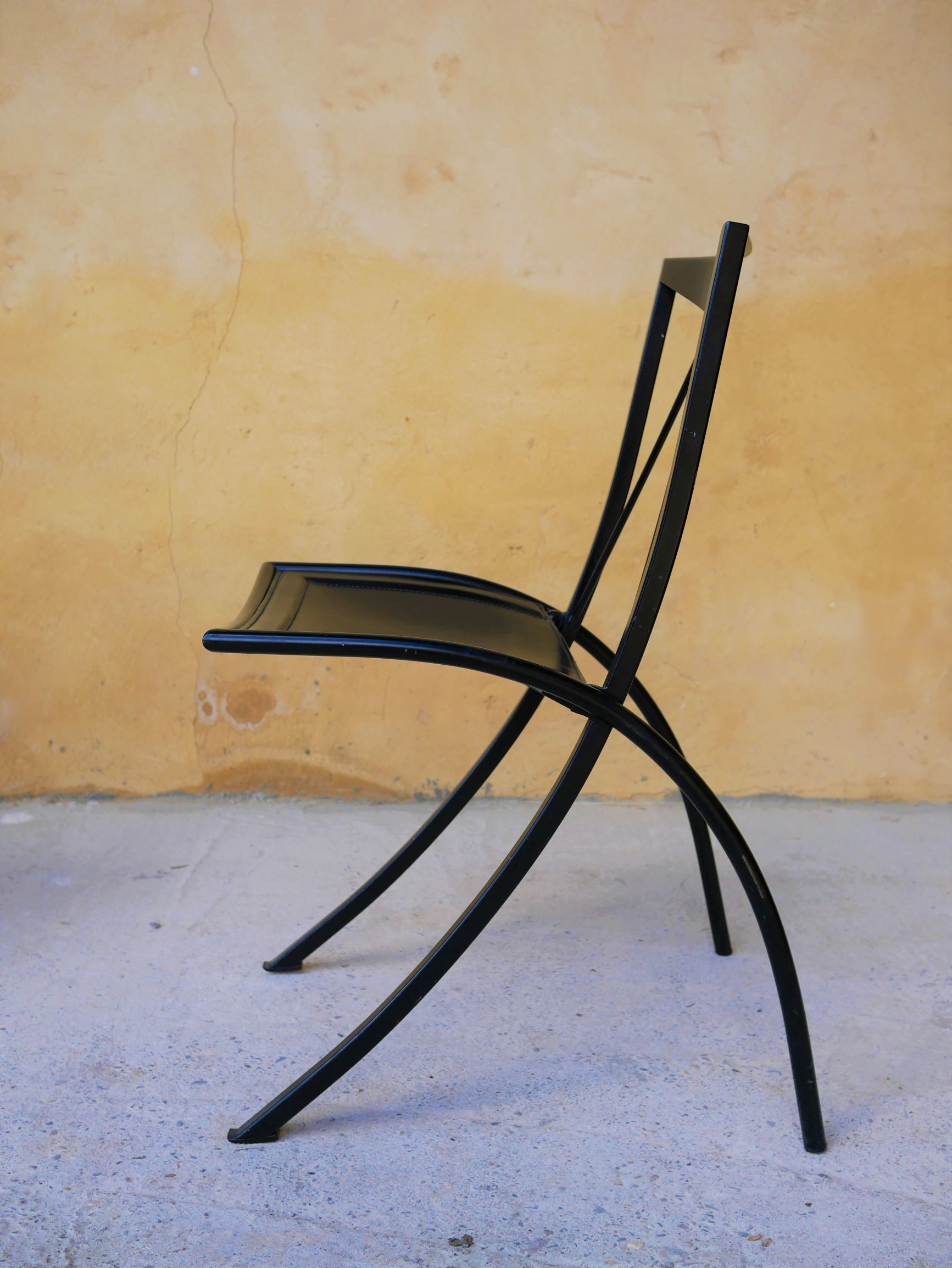 Chair by Cattelan Italia folding vintage leather and metal