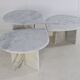Ensemble de 3 tables d'appoint en marbre en forme de goutte d'eau, table basse vintage.