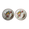 Pair of Luneville earthenware plates with bird decor