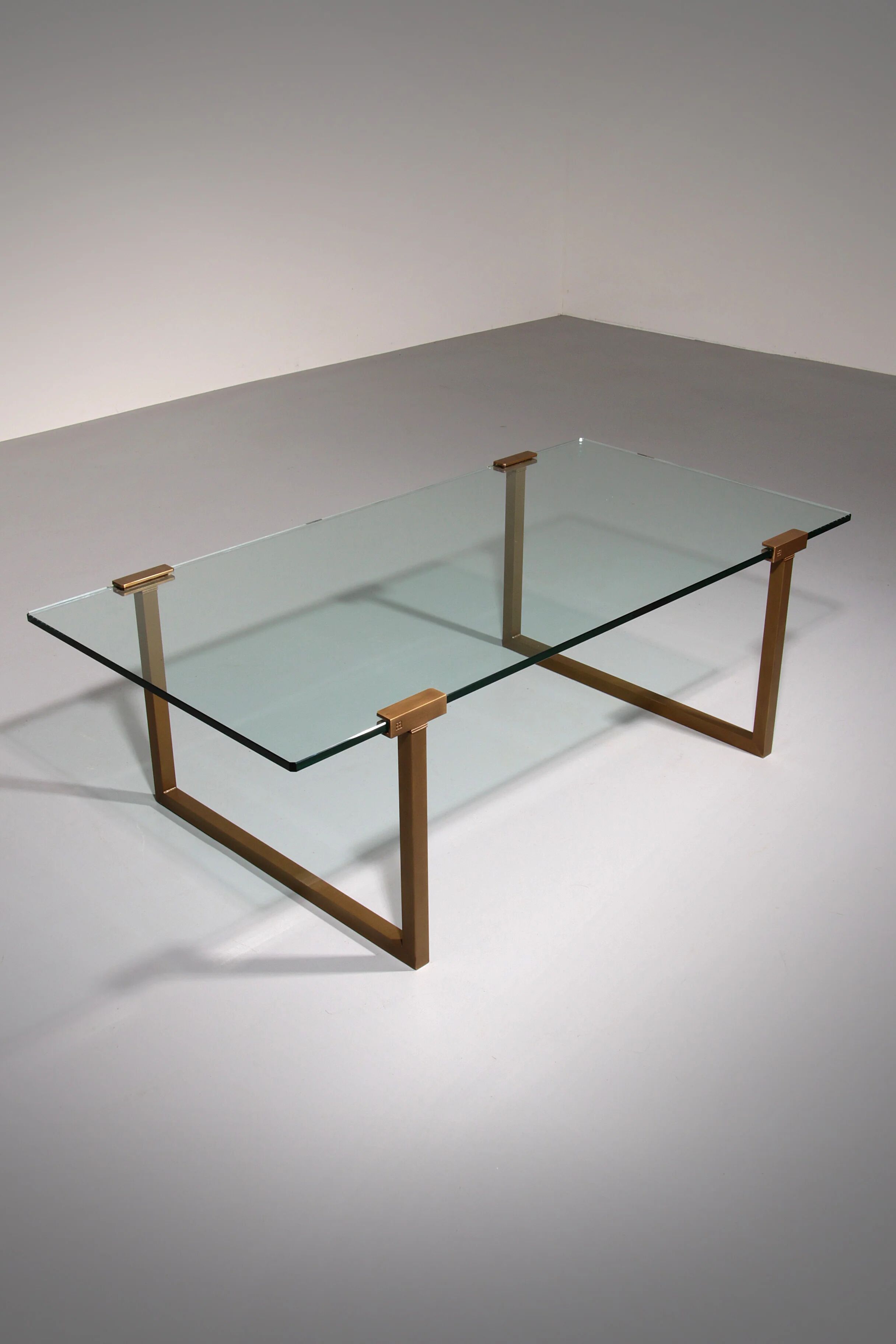 Coffee table glass and brass by Peter Ghyczy model T54 1970