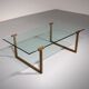Coffee table glass and brass by Peter Ghyczy model T54 1970