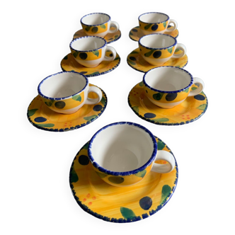 Provençal earthenware coffee cups and cups