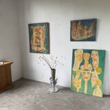 Brushed stainless steel console pedestal 1970