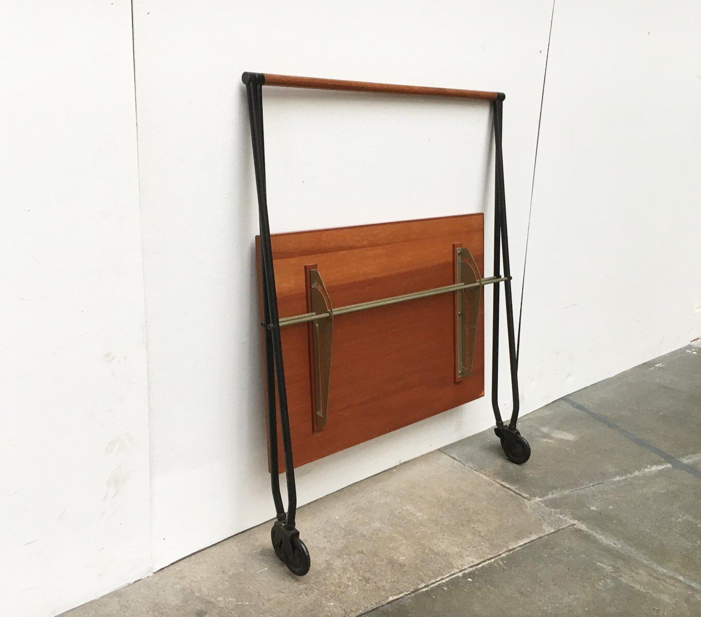 Mid-century folding teak serving trolley
