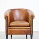 Fauteuil club vintage en cuir de mouton