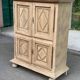 Buffet armoire with 4 doors, diamond point, stripped in light oak from the 1970s.