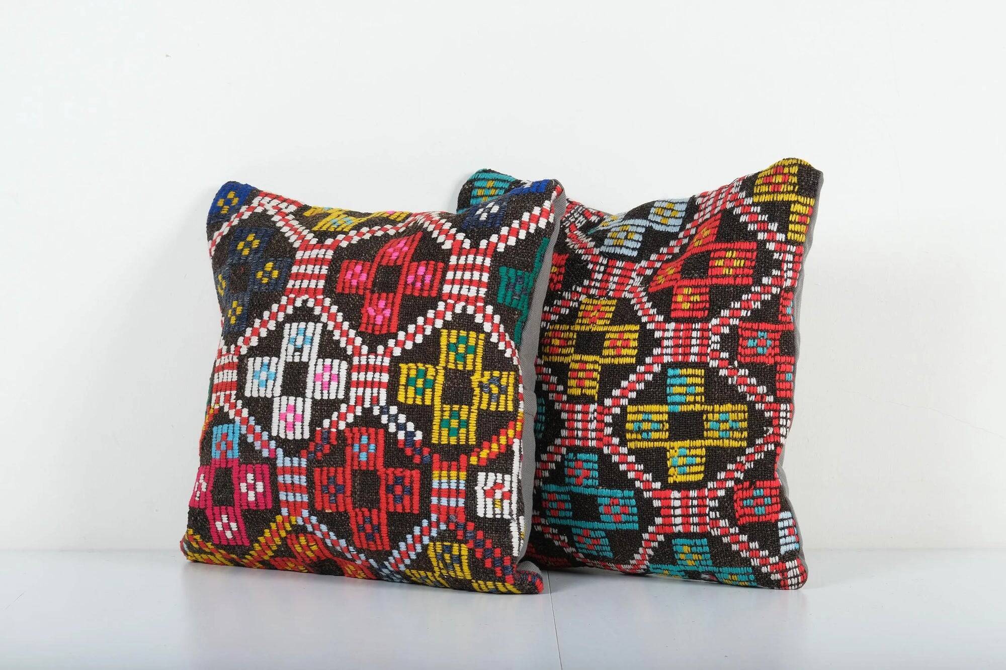 Set of 2 vintage kilim cushion covers 41x41 cm