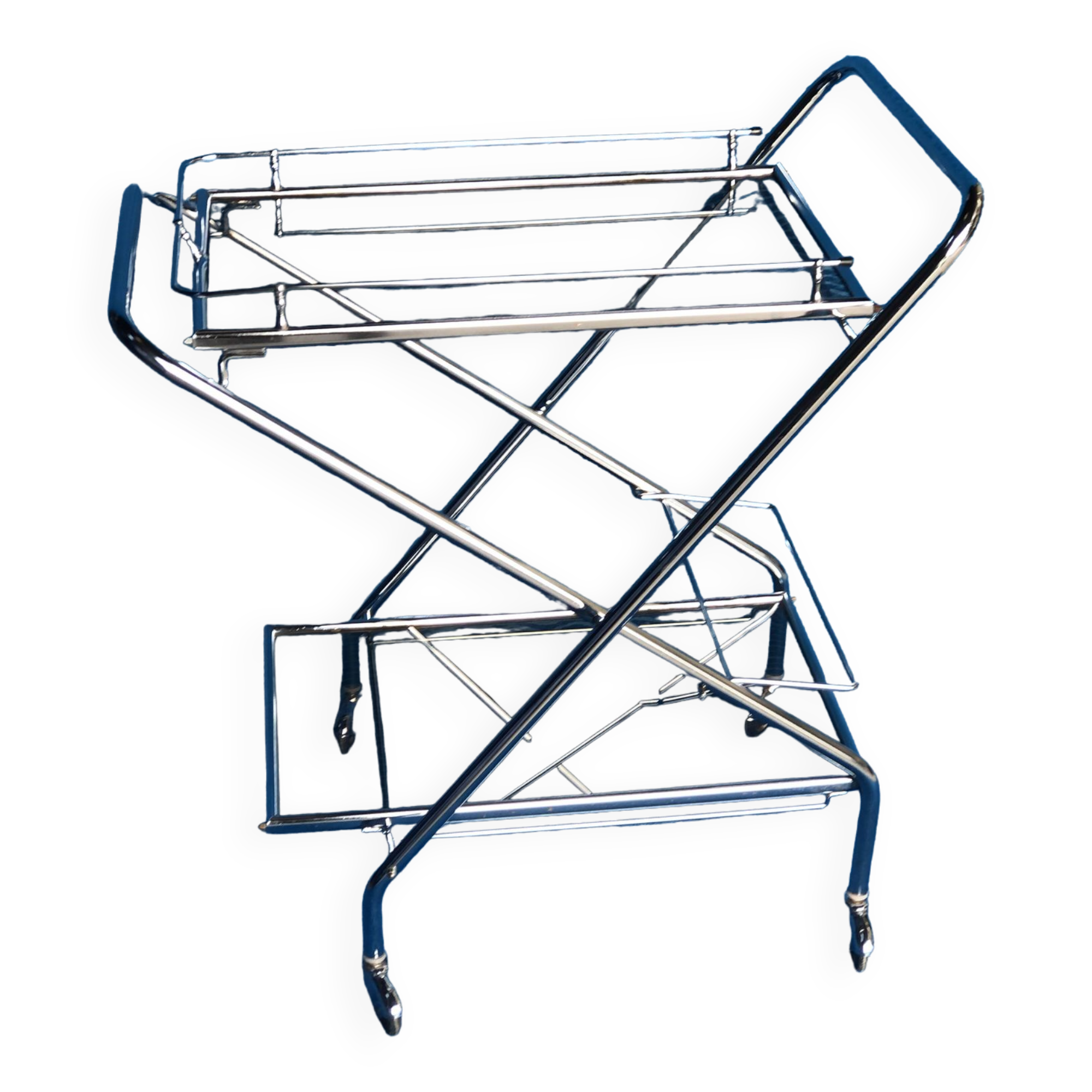 1970 folding server on wheels smoked glass