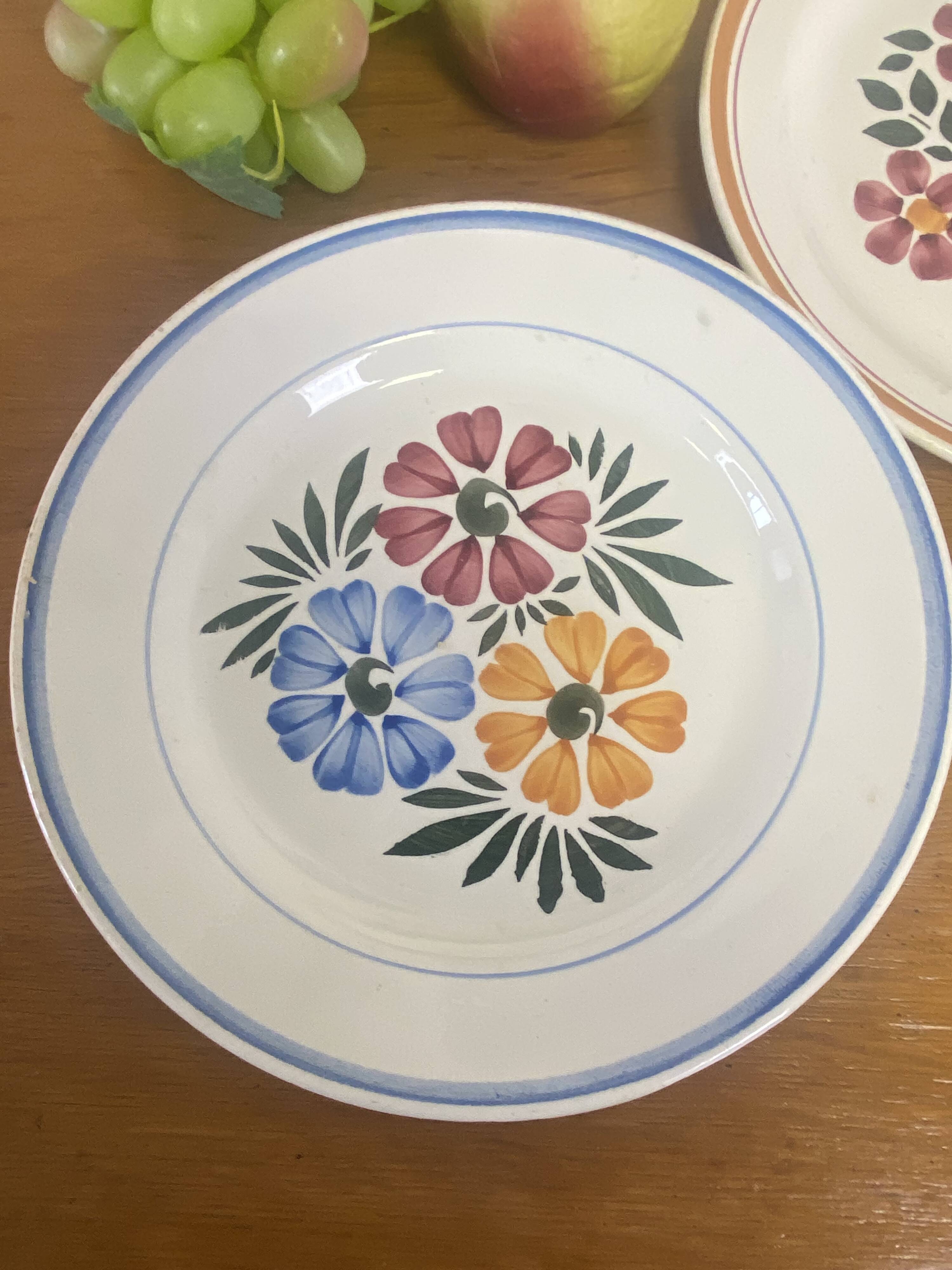 Vintage Montereau Hbcm plate pair