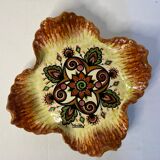 Vintage earthenware dish Quimper Fouillen floral decoration around 1950
