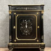 Superbe meuble d'appui Boulle époque Napoleon III laqué noir vers 1850
