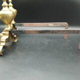 Paires de Chenets Cheminée En laiton Decor marmousets fonte Style Louis XIV Loft