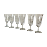 6 engraved antique champagne flutes