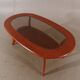Vintage mahogany coffee table with faceted glass top, 1960s