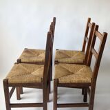 4 wooden and straw country chairs