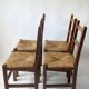 4 wooden and straw country chairs