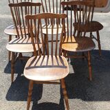 6 seventies wood comb chairs