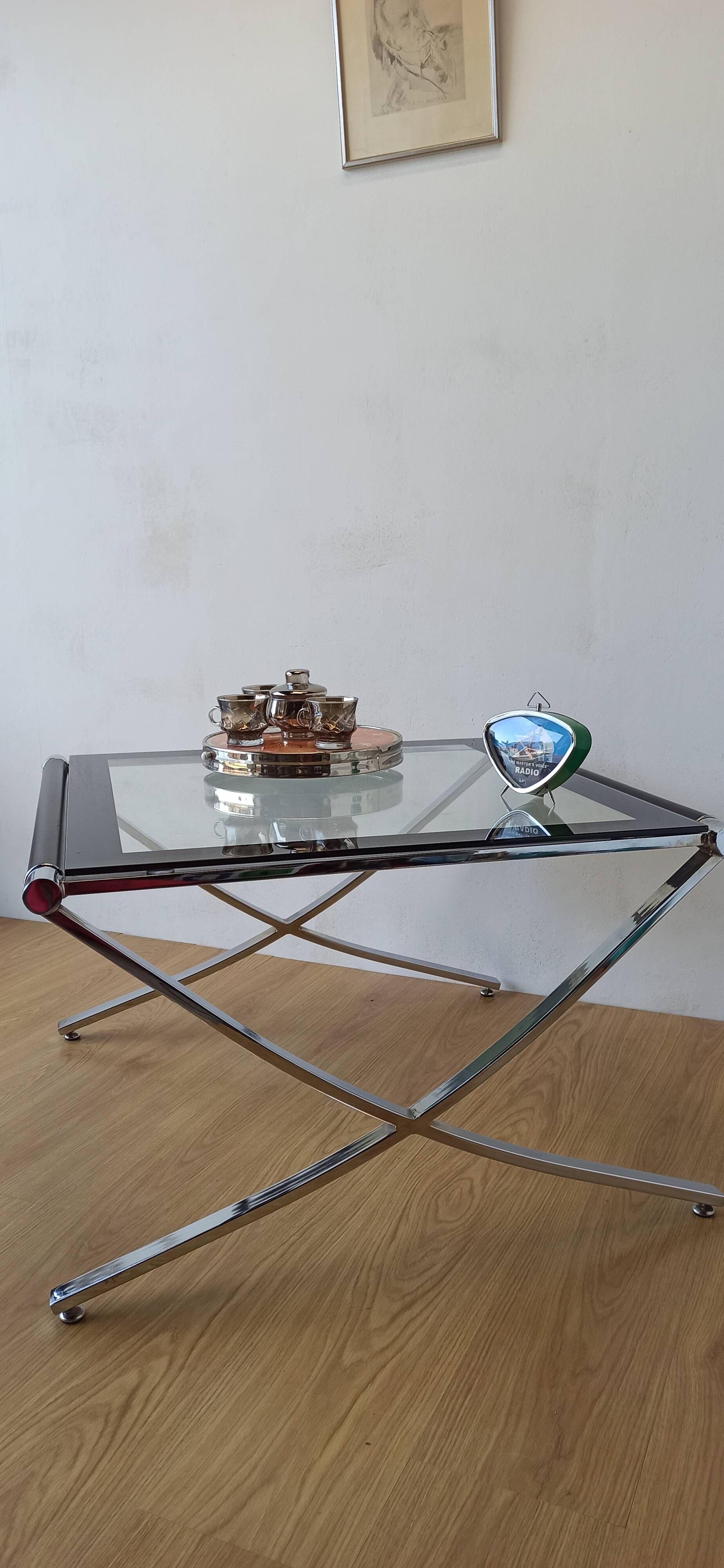 Chrome coffee table from the 1970s.