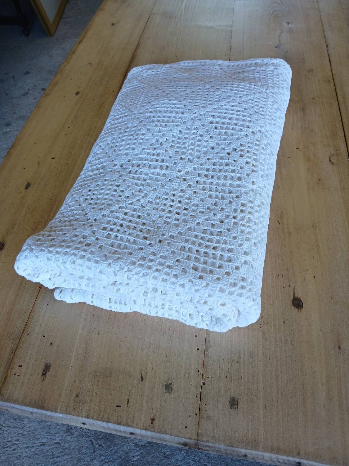 Handmade crochet antique bedspread