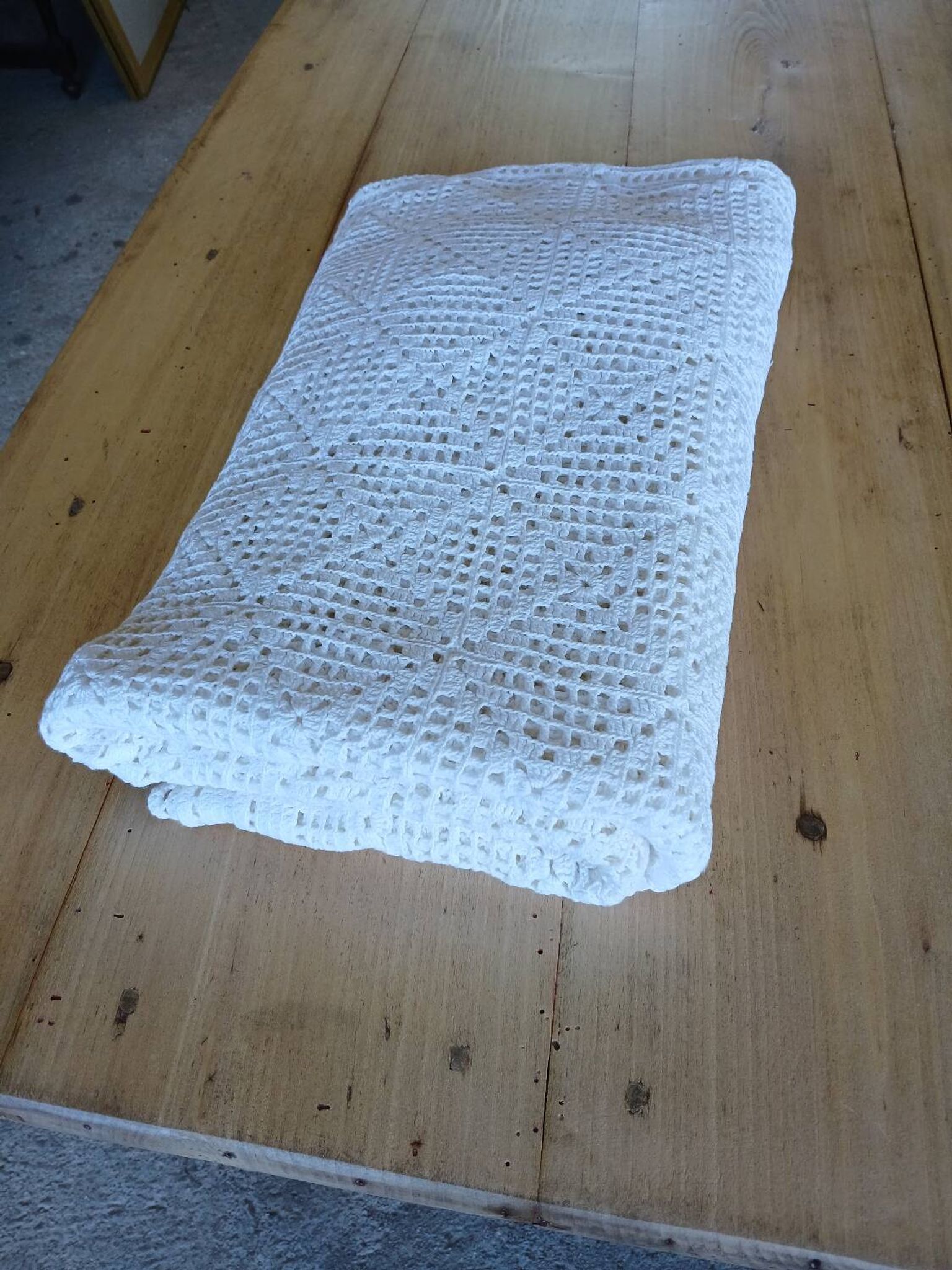 Dessus de lit ancien en crochet fait main
