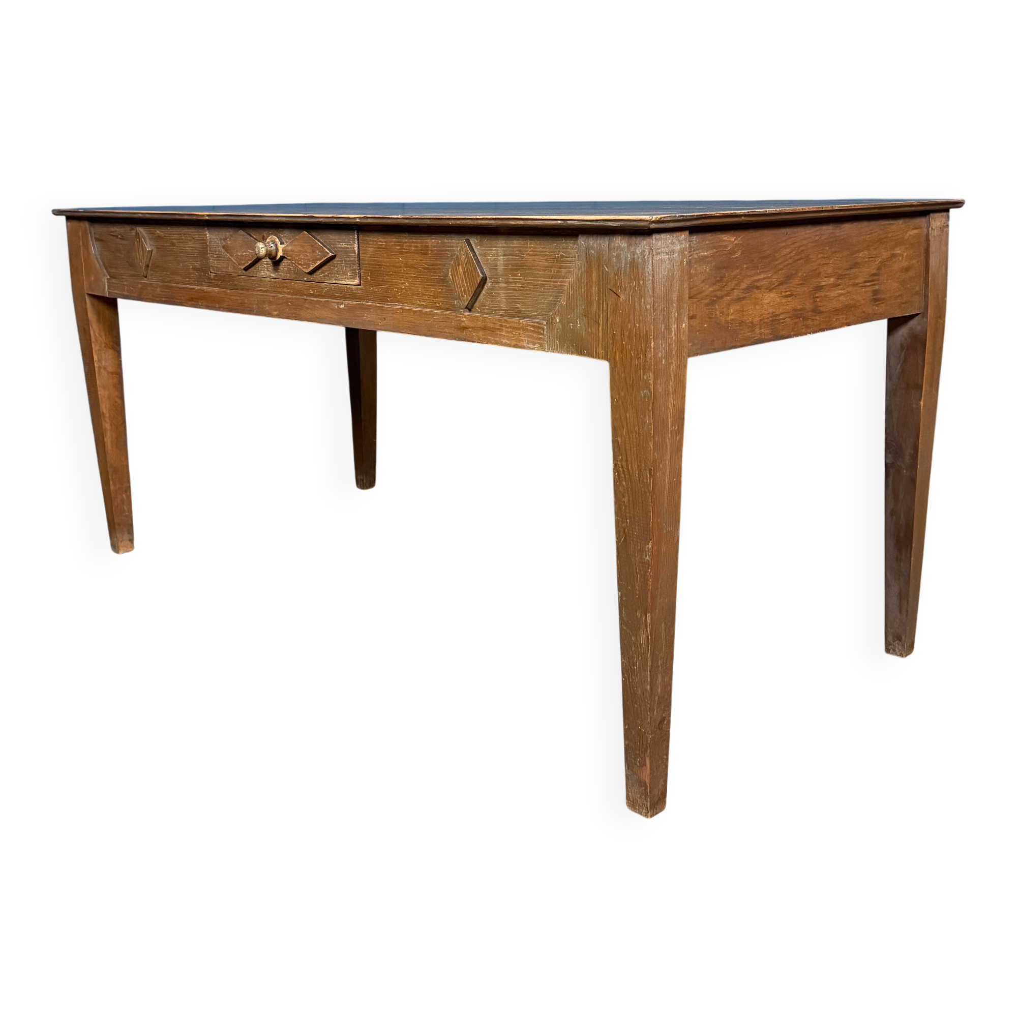 Old decorated wooden kitchen table