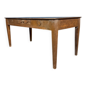 Old decorated wooden kitchen table