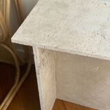 Minimalist travertine stone side table