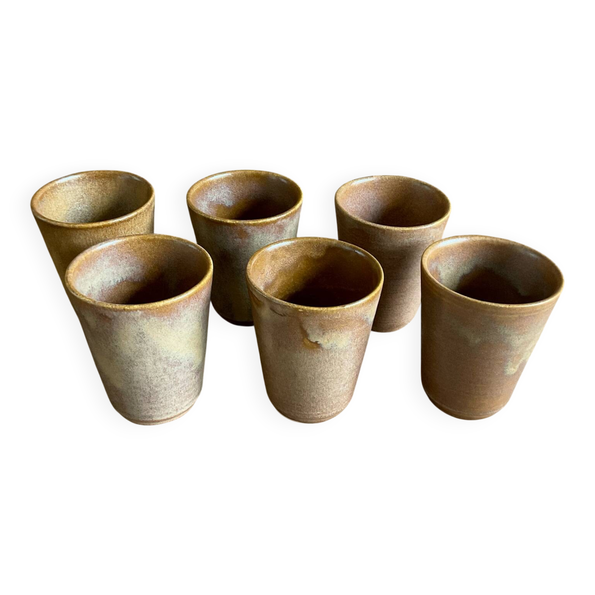 6 stoneware cups Digoin France