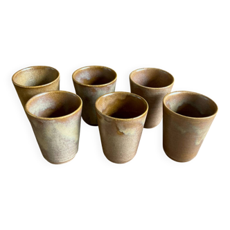 6 stoneware cups Digoin France