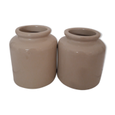 Lot of 2 enamelled sandstone pots