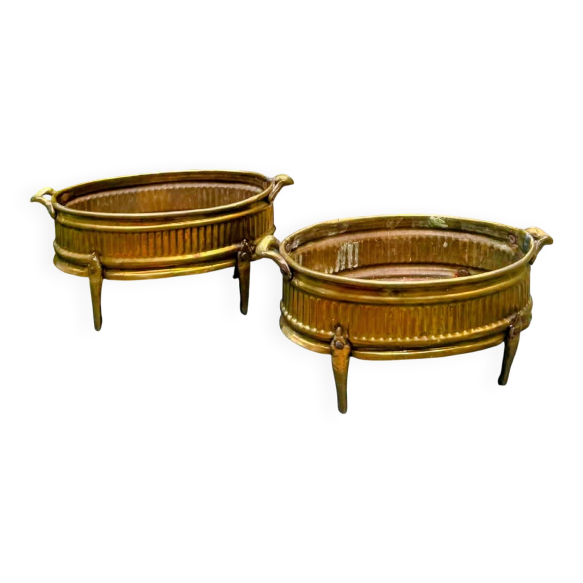 2 Art Nouveau brass planters