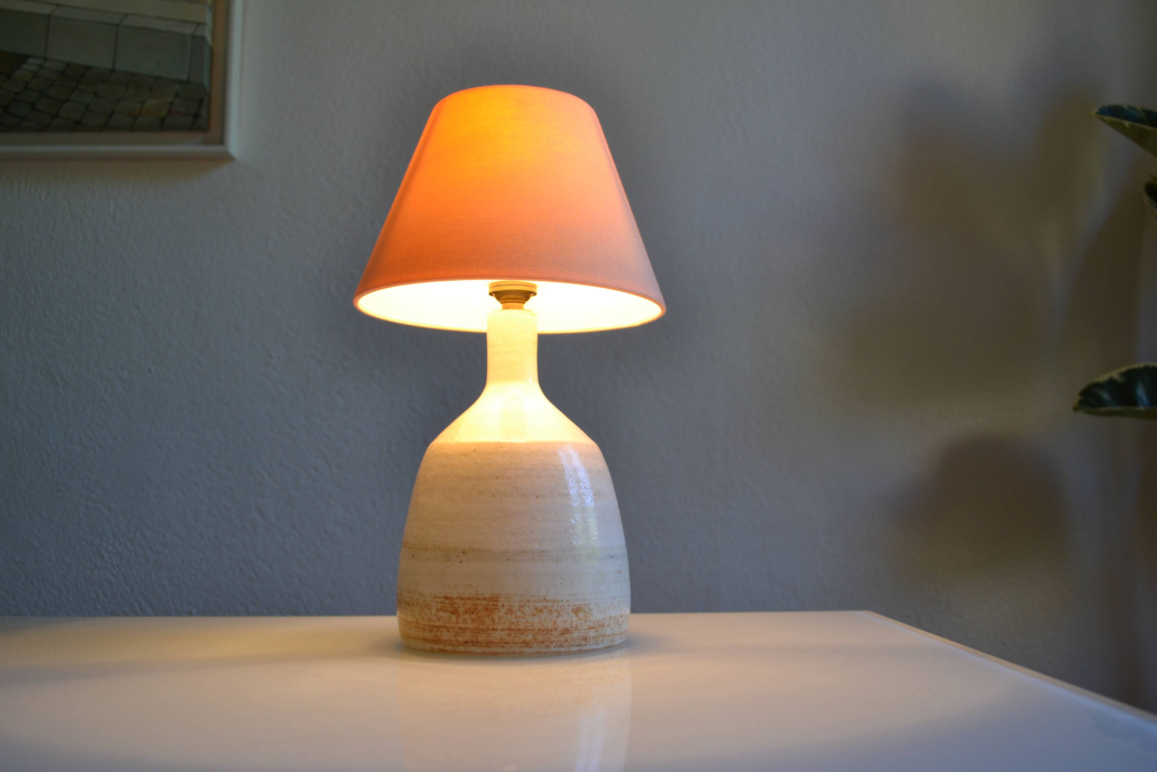 terracotta lamp base, modernist stoneware, France, 1970s