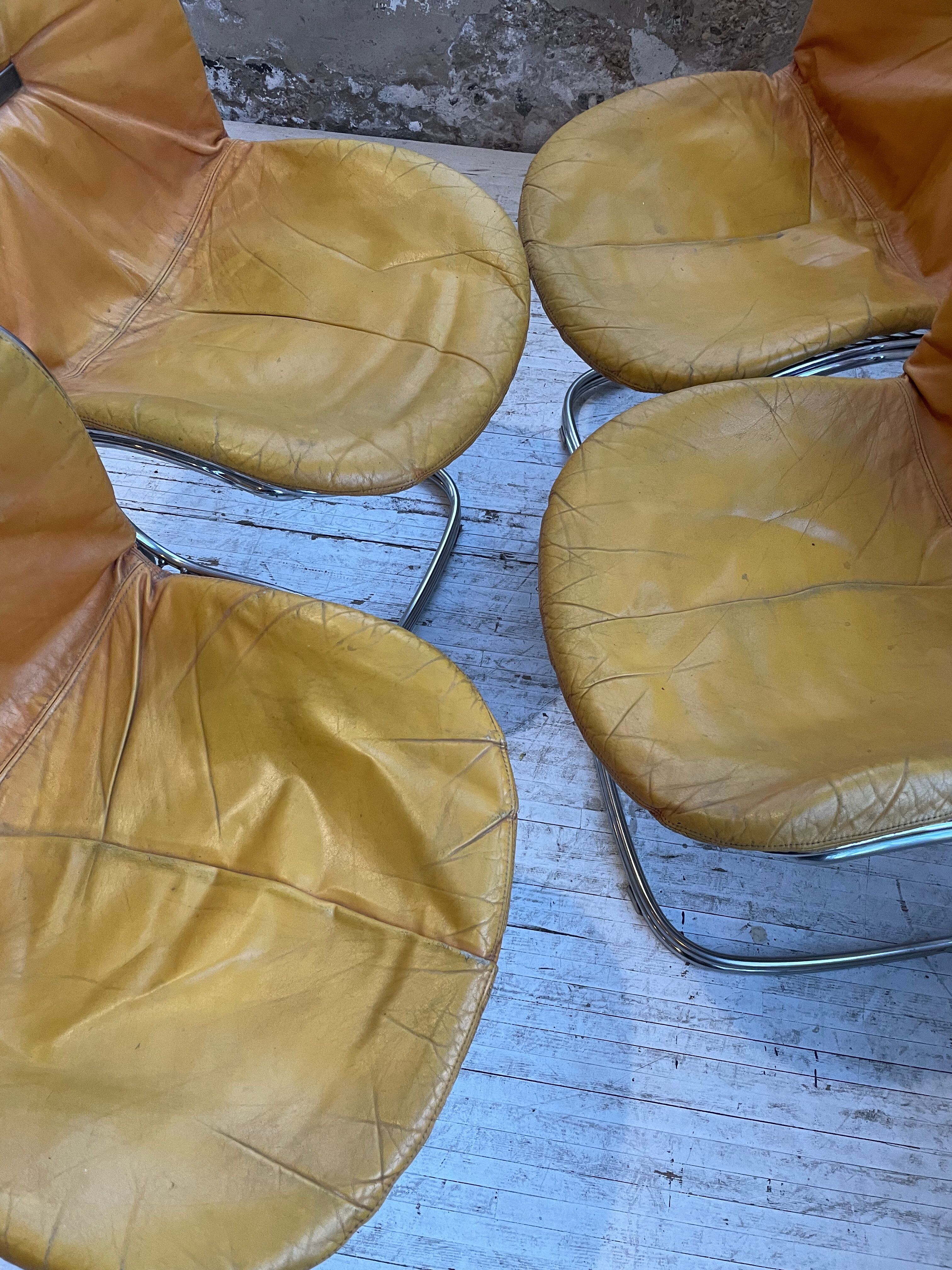 4 chairs Rinaldi "Sabrina" yellow leather