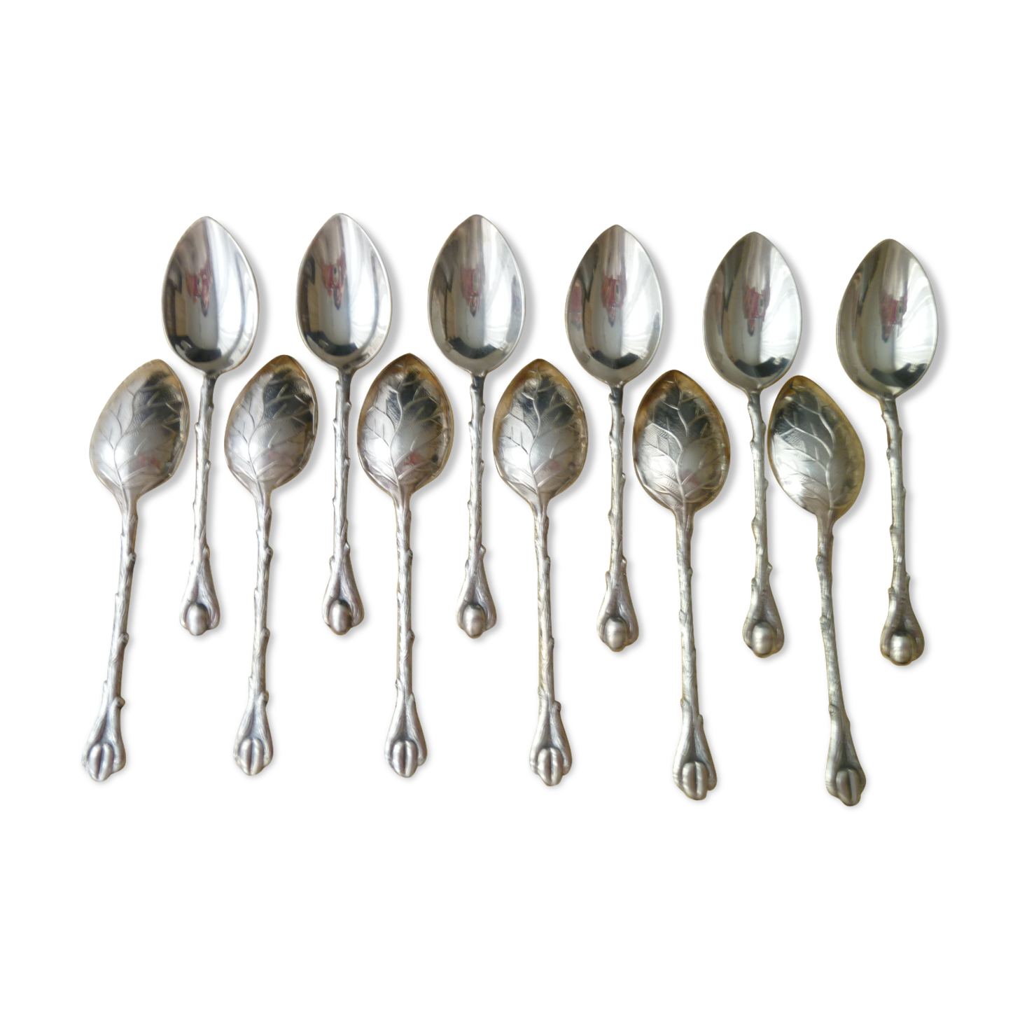 12-spoon box silver metal mocha model "Coffee beans"