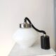 Vintage Pendant Glass Light / White Glass Retro Ceiling Lamp / Mid-century
