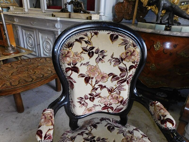 Pair of black armchairs Napoleon lll