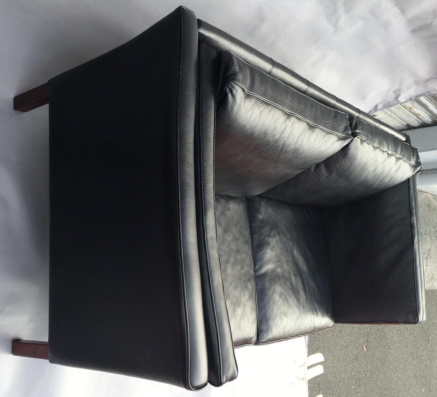 Scandinavian sofa in black leather, early 1970s