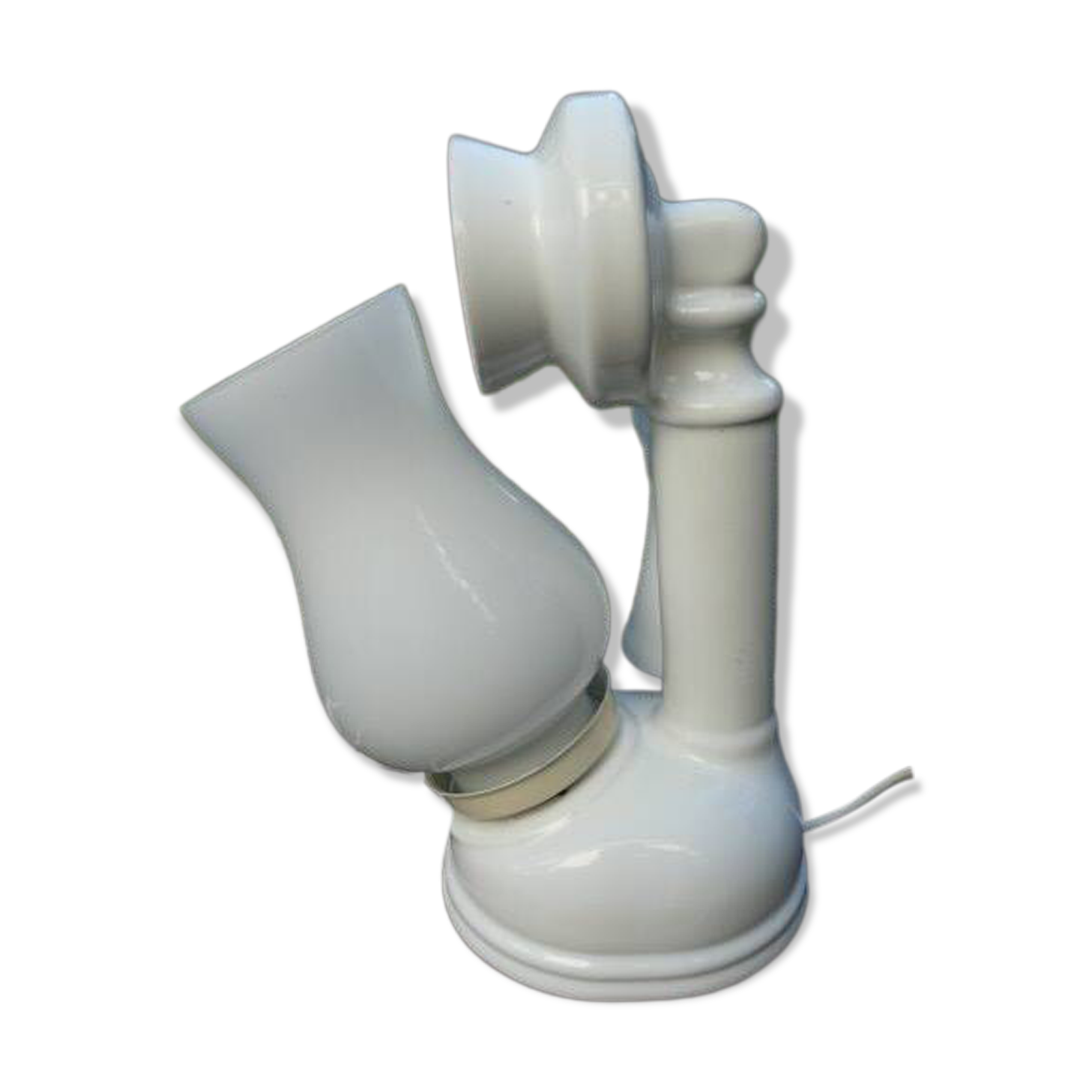 "Telephone" lamp in white ceramic and opaline from the 1970s.