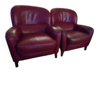 Roche Bobois Club Chairs Full Grain Leather
