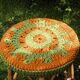 4 tabourets en rotin et housses en crochet