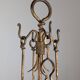 Sculptural Gilded Wrought Iron Fireplace Tool Set, 1960s