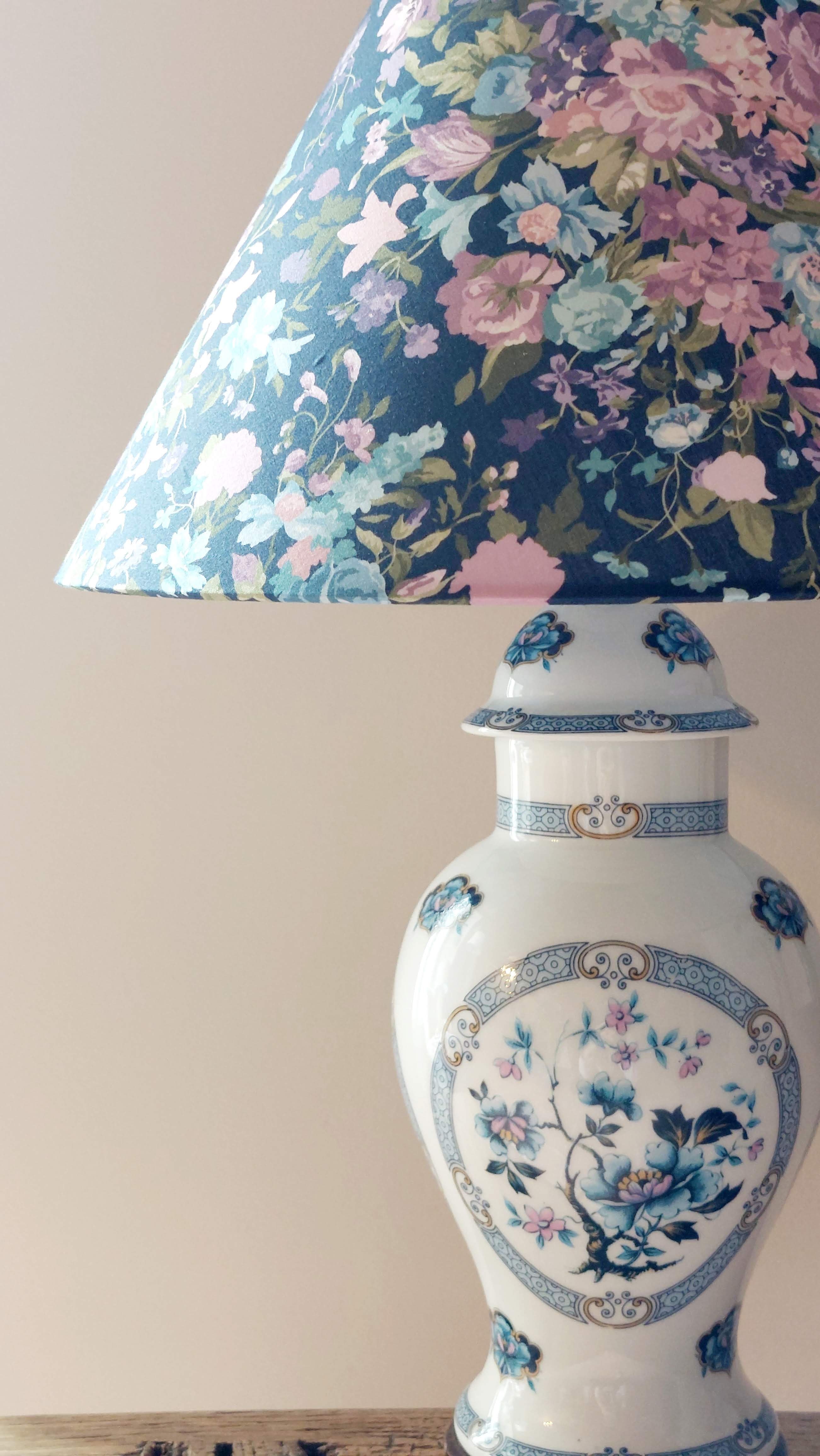 Limoges porcelain lamp Hergey – custom Liberty lampshade