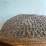 Original brutalist stool carved 60s in solid wood