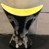 Vase ceramique jaune et noir années 50