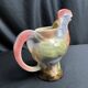 Polychrome earthenware rooster pitcher, 20th century