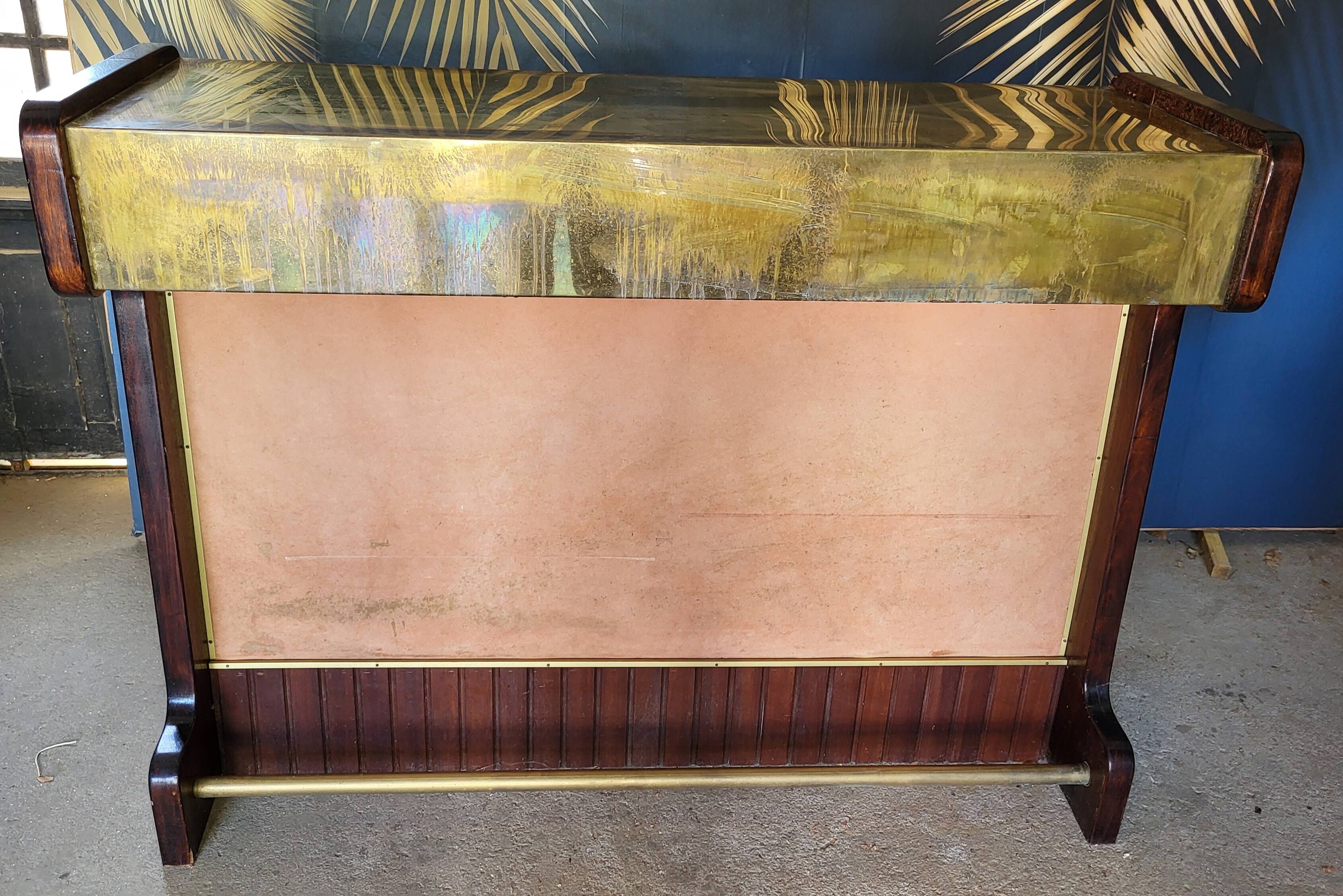 Palissandre and vintage brass bar counter from the 1960s.