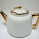 Teapot porcelain white and gold aluminite frugier limoges vintage