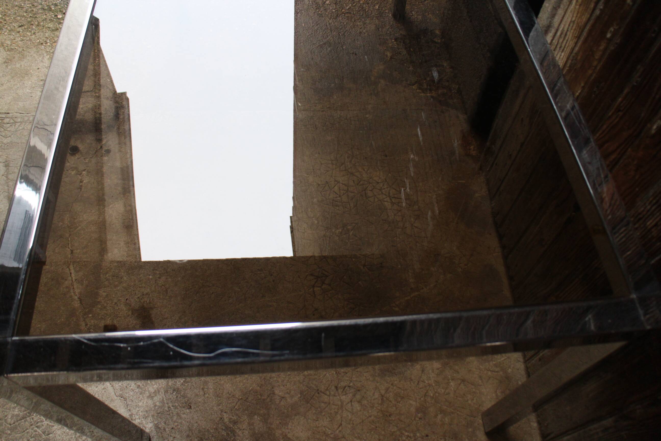 Vintage table chrome legs and smoked glass top